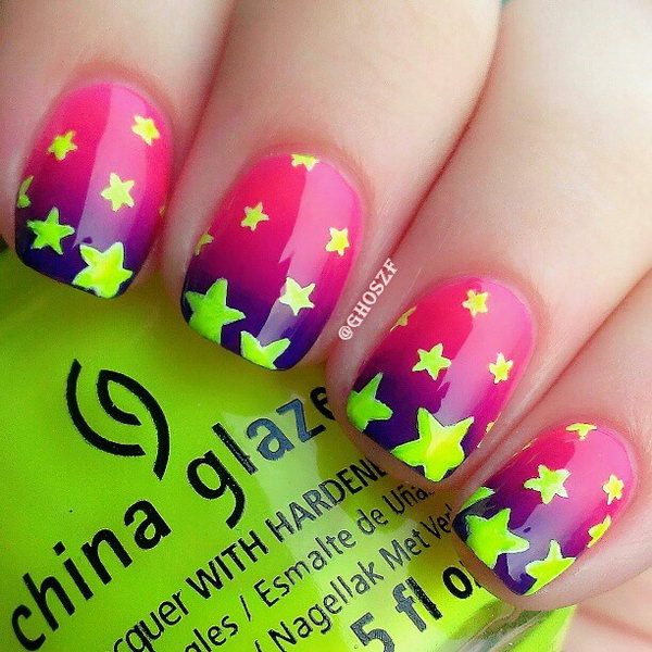 Star Neon Nails. 