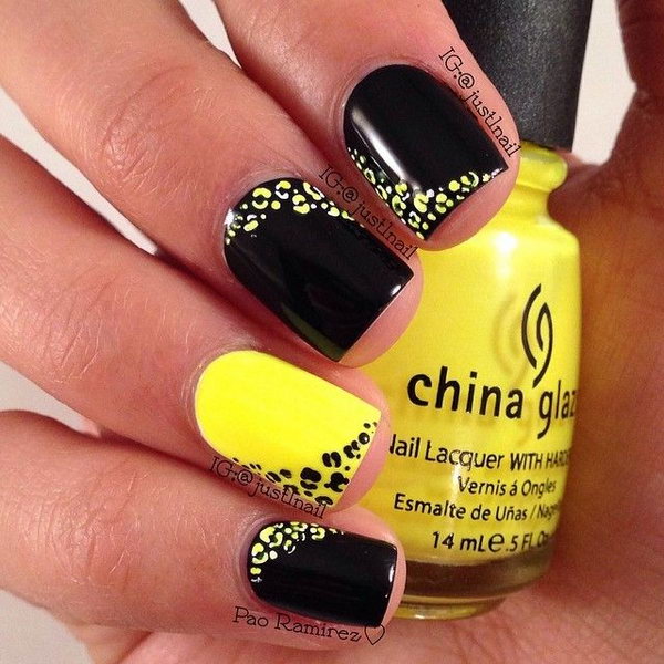 Stylish Neon Nail Design. 