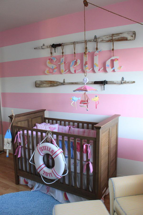 Nautical Baby Girl Nursery. 