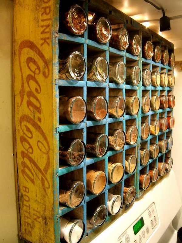 Turn a Vintage Coca Cola Bottle Crate into a Spice Rack. 