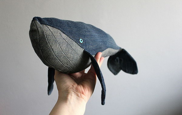 DIY Denim Whale Toys. Get the directions 