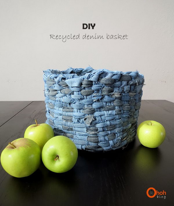 DIY Recycled Woven Denim Basket. Get the directions 