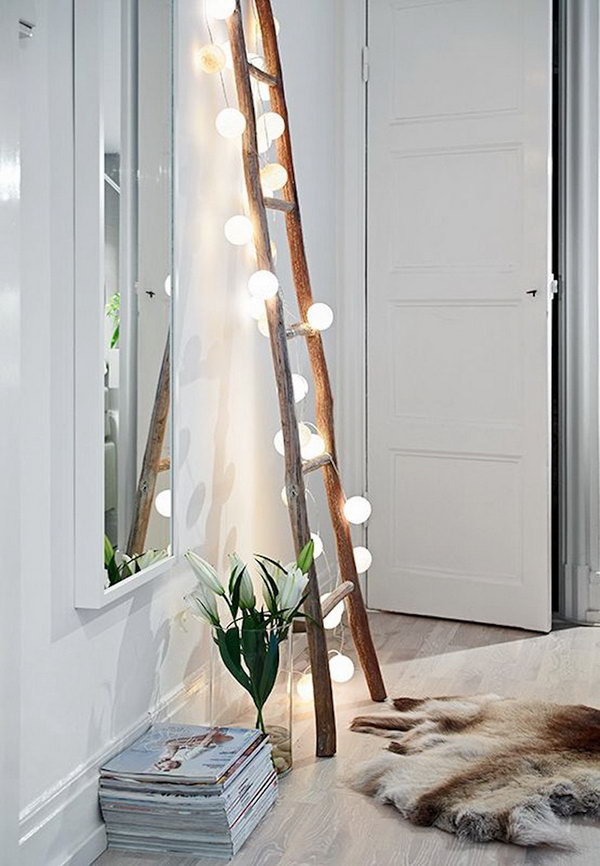Decorative Ladder with String Lights. 