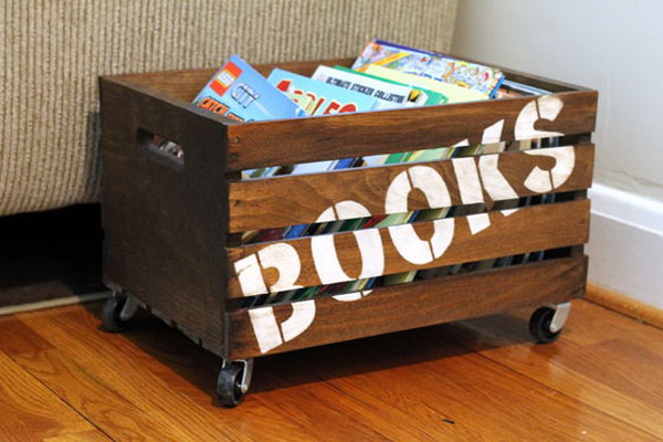 Wooden Books Storage Crate. Get more details 