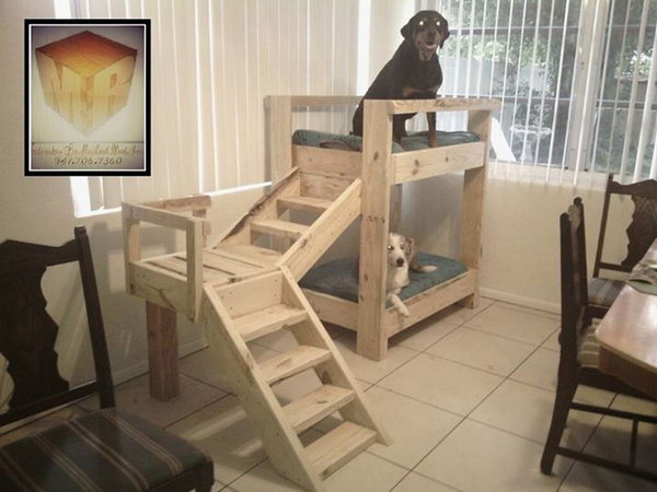 Doggy Bunkbeds Made Out Of Pallets. 