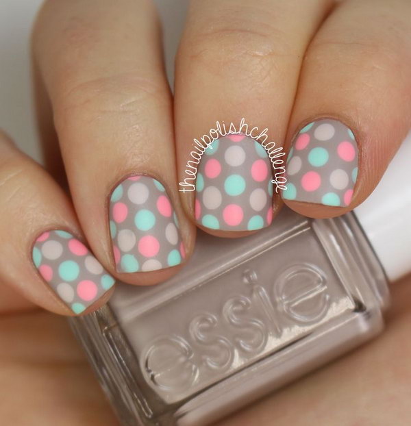 Pastel Polka Dot Nail Designs for Short Nails. If you’re loving this adorable manicure and want to recreate something like this, please head over to check out the tutorial 