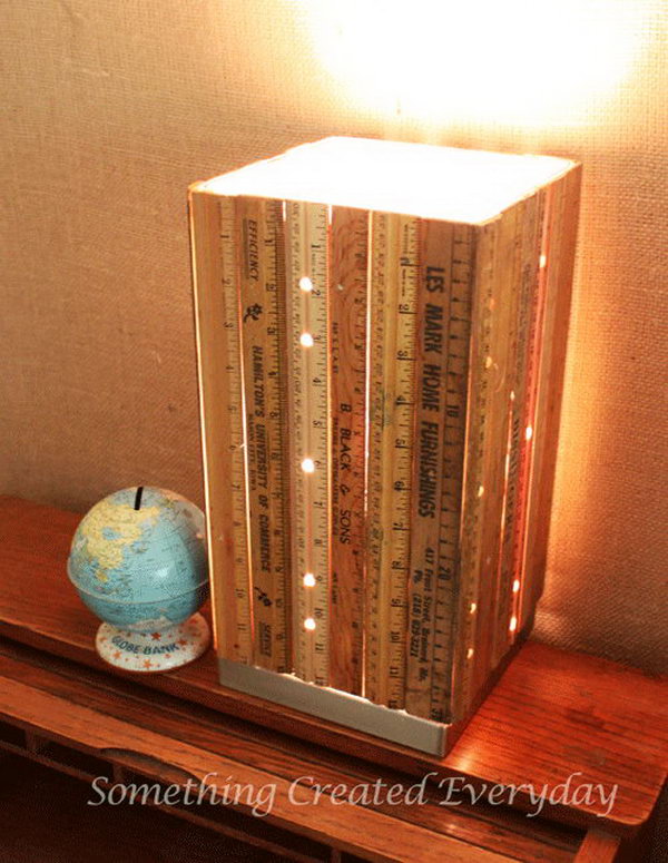 DIY Ruler Lamp. If you like a shabby chic decorating style for your home, you can give this vintage ruler lamp a try. Get the step by step tutorial 