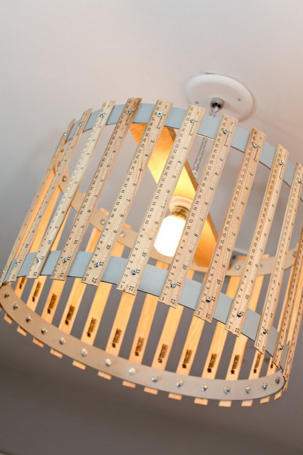 DIY Ruler Chandelier. Both functional and decorative accent to your home. Do you want to own one? 
