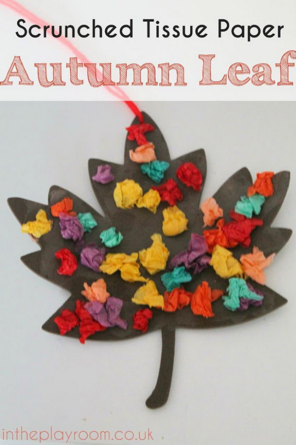 Scrunched Tissue Paper Autumn Leaf – Fall Craft. Fall is the beautiful time of the year and is also my favorite time of year for DIY decor. This autumn leaf craft made with tissue paper is a perfect craft idea to get your kids involved with fun. Check out the tutorial 