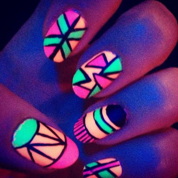 Glow Tribal Nail Designs. 