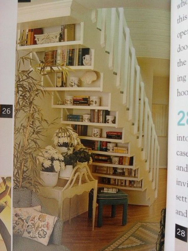 Floating Library under the Stairs. 