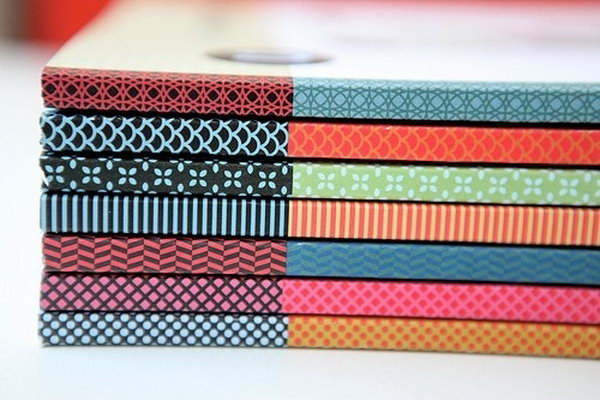 Washi Tape Used To Cover Book Spines. 