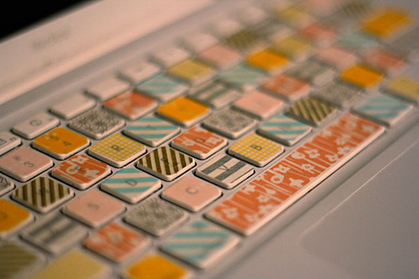 Decorate Computer Keyboard with Washi Tape. 