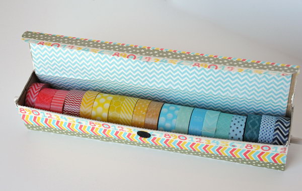Old Aluminum Foil Box for Storing Washi Tape. See how to make it 