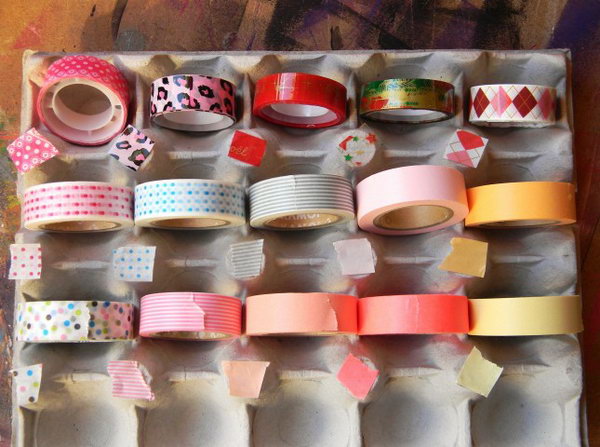 Egg Carton Washi Tape Storage System. See more directions 
