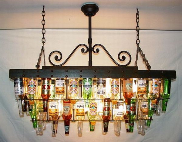 10 wine bottle chandelier ideas 