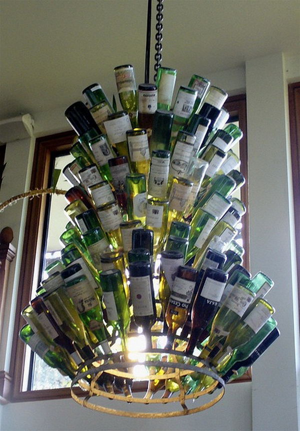 13 wine bottle chandelier ideas 