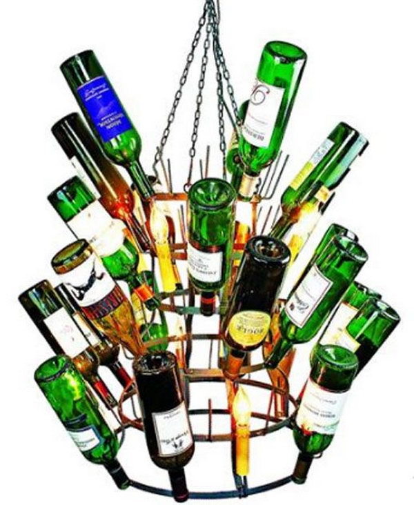 15 wine bottle chandelier ideas 