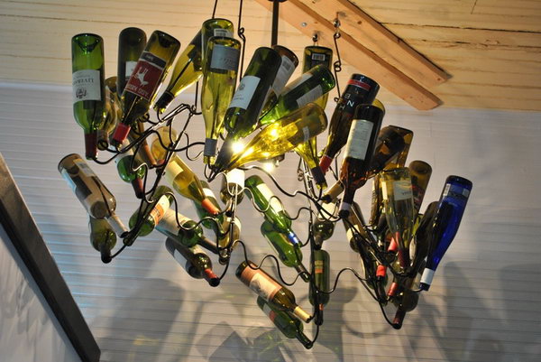 16 wine bottle chandelier ideas 