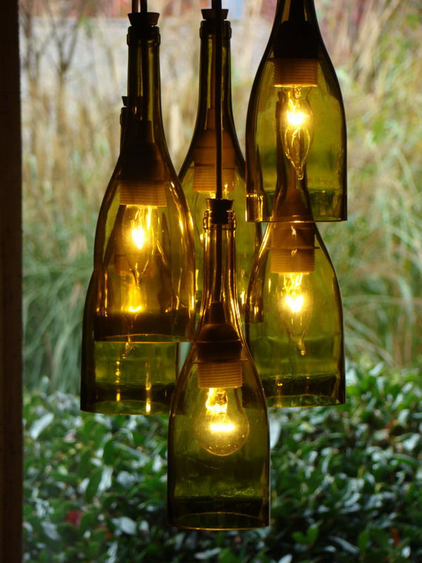 2 wine bottle chandelier ideas 