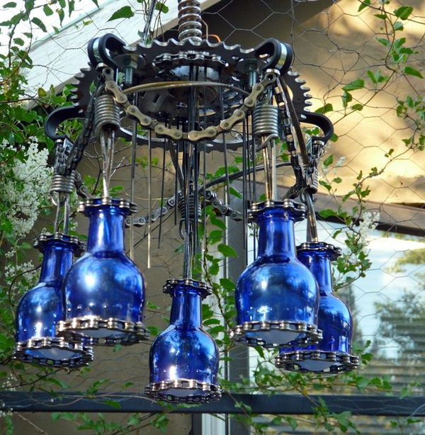 20 wine bottle chandelier ideas 