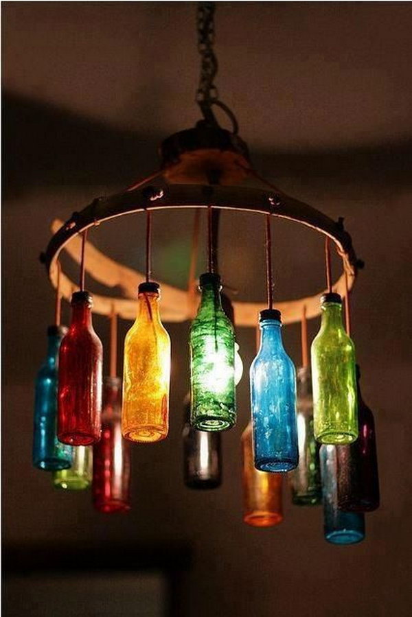 6 wine bottle chandelier ideas 