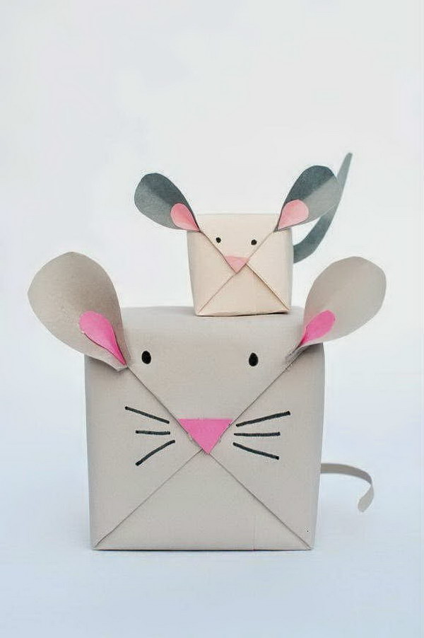 DIY Cute Mouse Gift Wrap. 