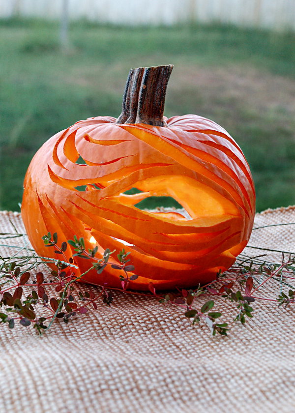 Abstract Pumpkin with Undulating Lines and Flowing Curves. 