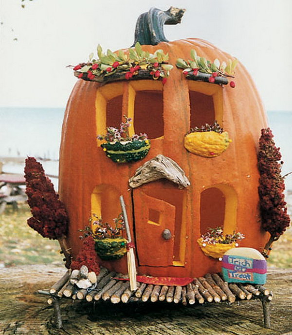 Cute Carved Pumpkin Abode. 