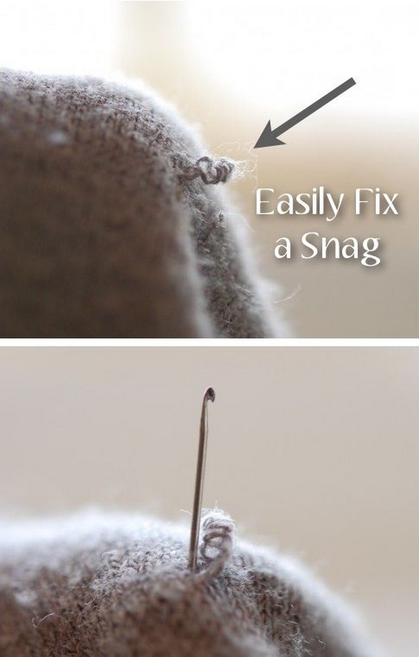Use a Crochet Hook to Fix a Sweater Snag. 