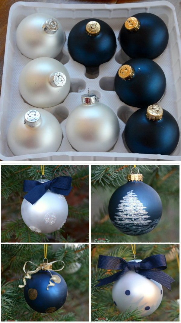 Painted Ornaments from Plain Bulbs. 