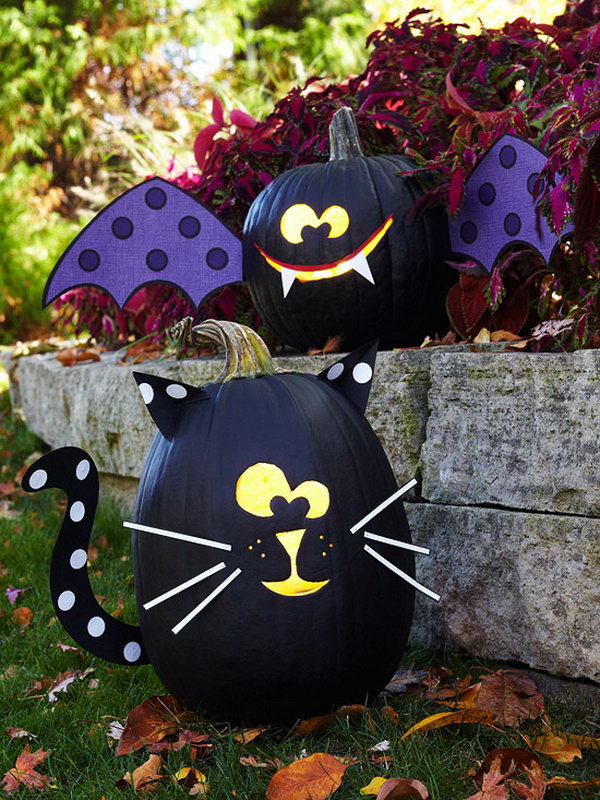 Bat and Cat Pumpkins. 