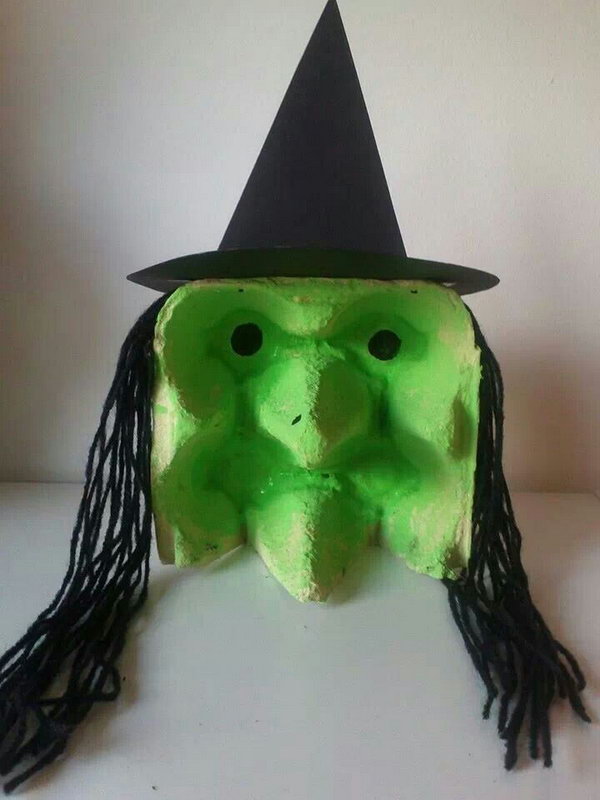 DIY Spooky Egg Carton Witch. 