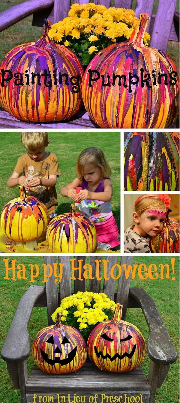 Fun Pumpkin Drip  Painting Idea for Kids . 
