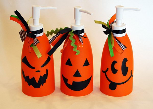 DIY Jack O Lantern Soap Dispensers . 