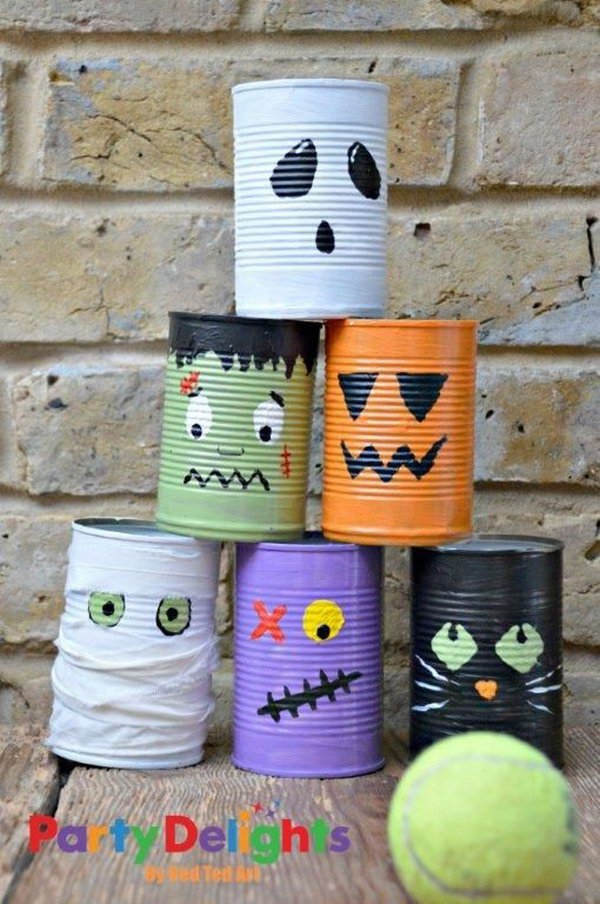 Halloween Tin Can Bowling. 