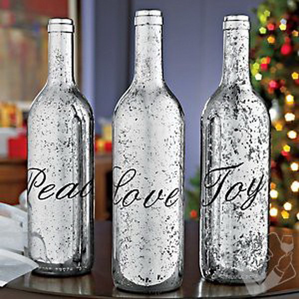 Mercury Glass Wine Bottles Centerpieces 