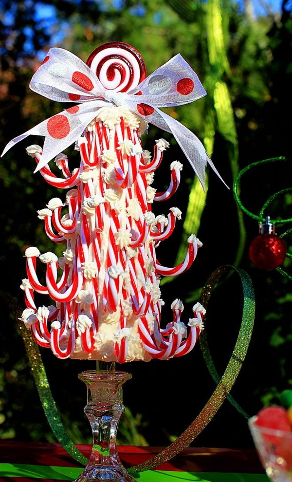DIY Candy Cane Topiary Tree 