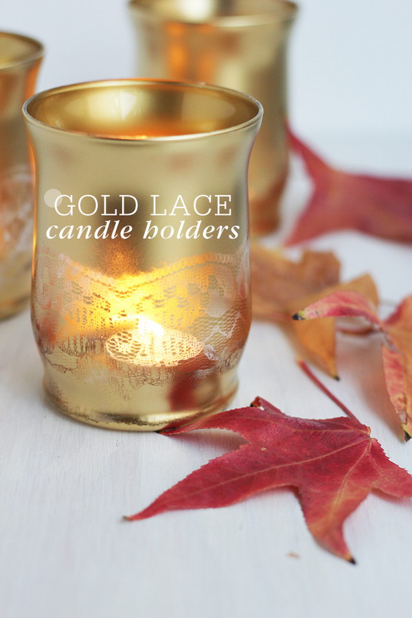 Gold Lace Candle Holders 