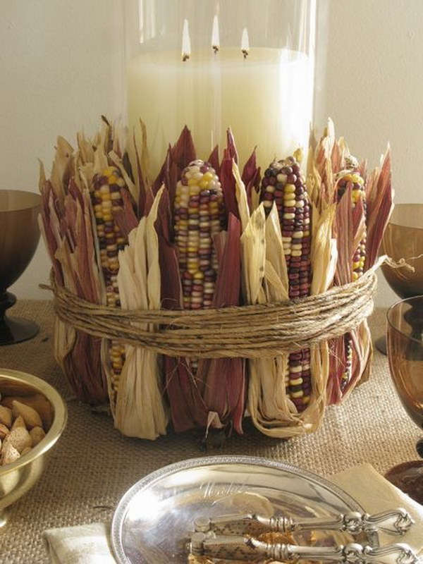 Pottery Barn Inspired Dried Corn Centerpiece 