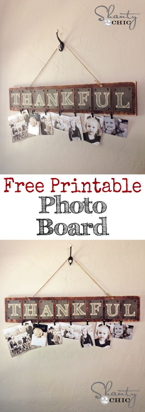 DIY Thankful Photo Board with Free Printable Letters 