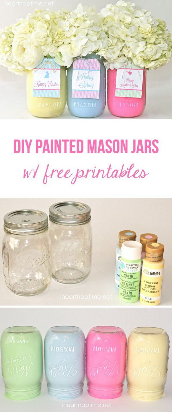 DIY Painted Mason Jars. 