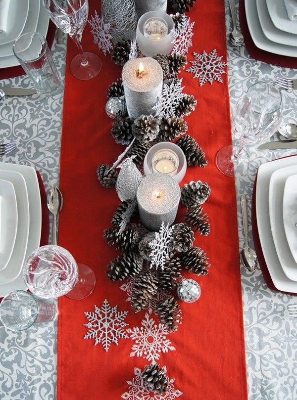 Christmas Table Decorations Using Pinecones 