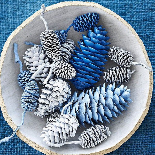 Blue and Silver Pinecones 
