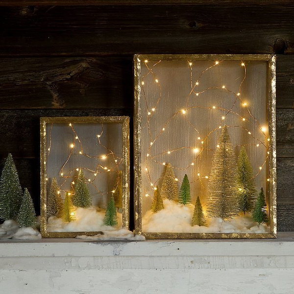 Enchanted DIY Christmas Forest Shadow Box. 