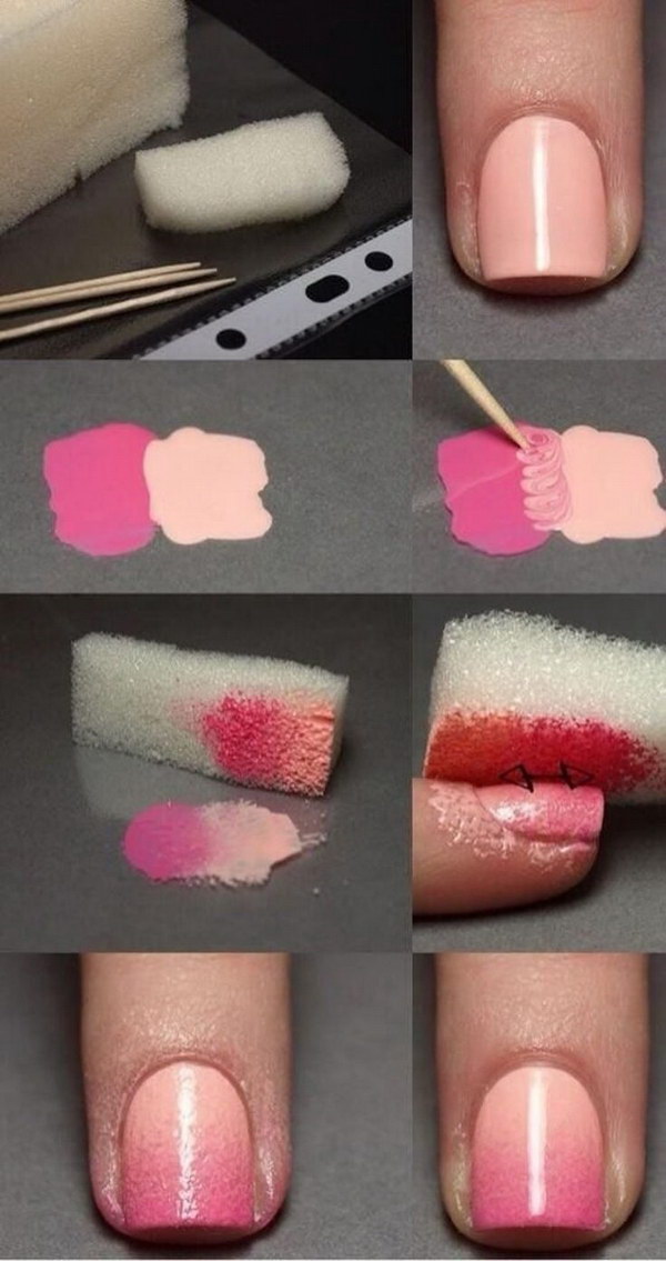 DIY Hacks to Make Ombre Nails. Get easy ombre nails with a makeup sponge! Super easy and creative to create your own manicure at home! 