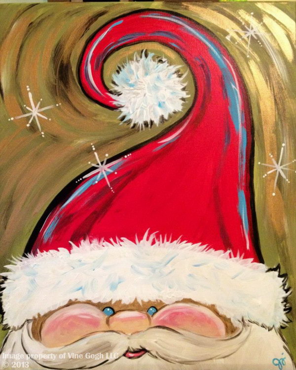 Hand Painted Adorable Santa Face 