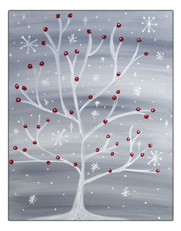 Winter Snowflake Tree with Red Cardinal 