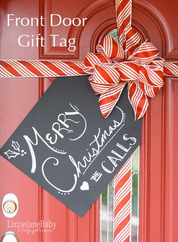 Gift Wrapped Front Door Decoration. 