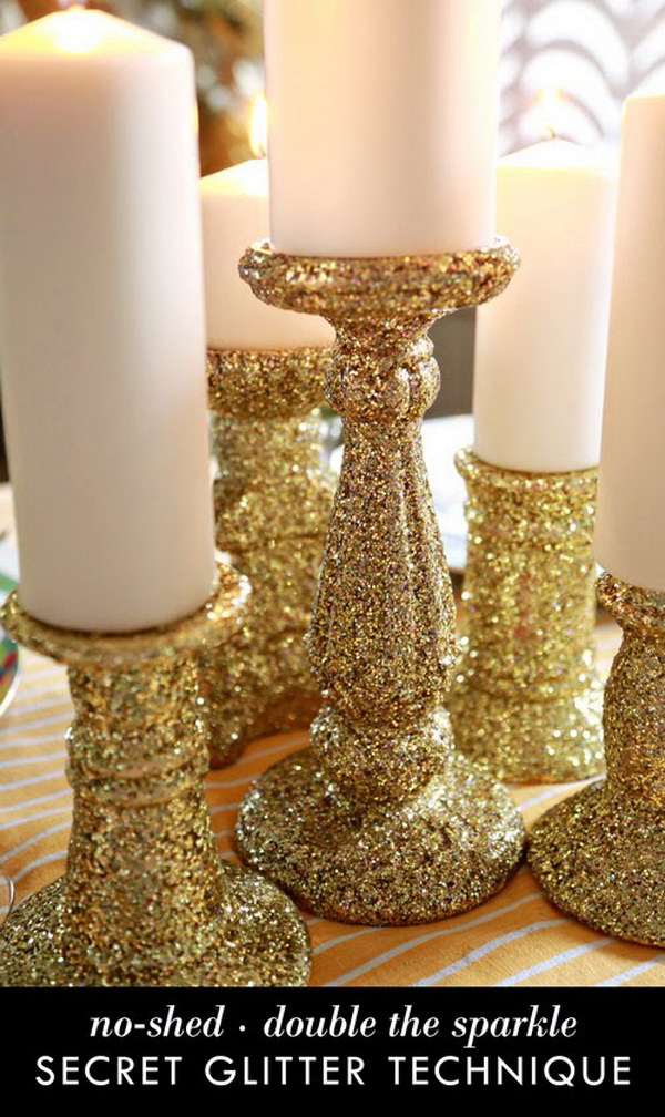 DIY Glittered Candle Sticks 
